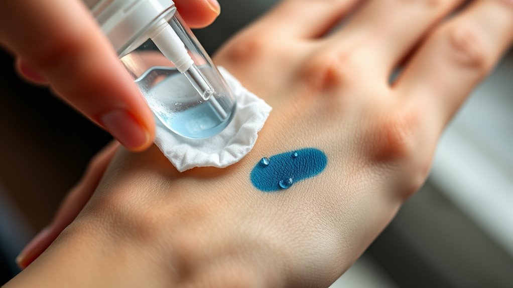apply sanitizer rub gently