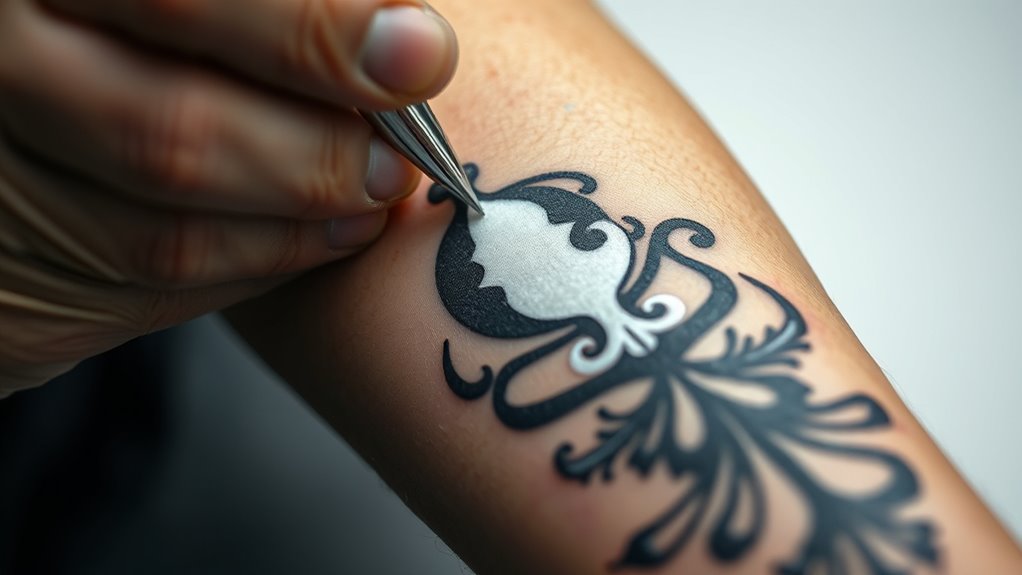 applying white ink over black