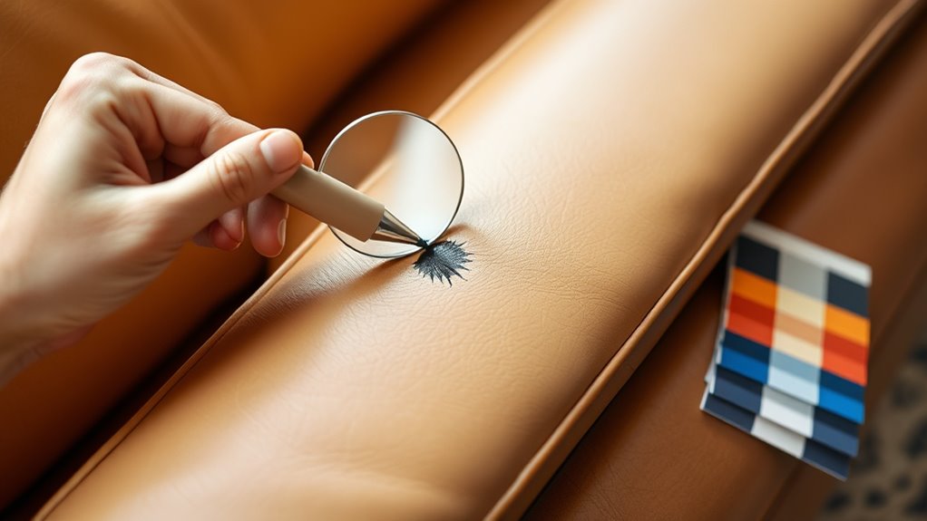 assess stain identify leather
