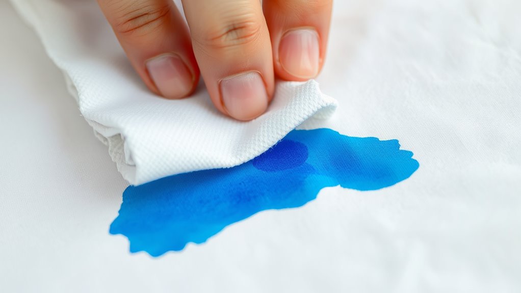 blot ink immediately gently