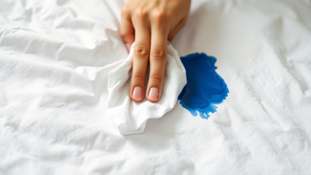 blot ink quickly and gently