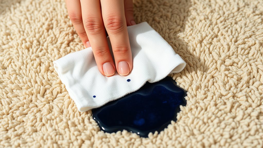 blot quickly avoid rubbing