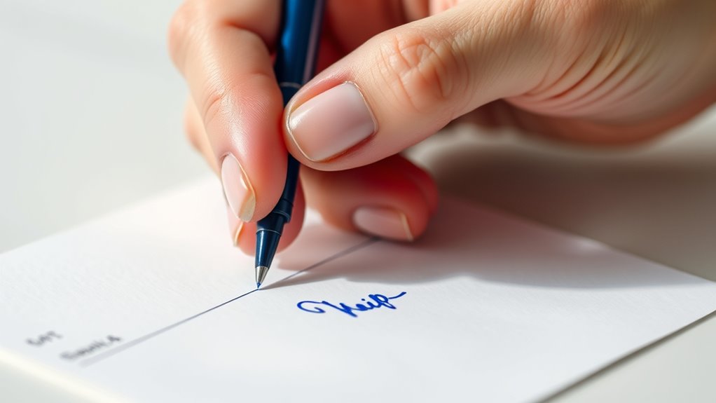 blue ink clearly distinguishes signatures