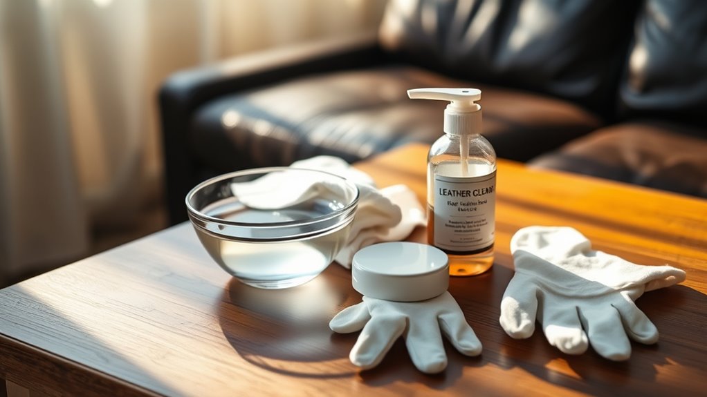 gather leather cleaning supplies