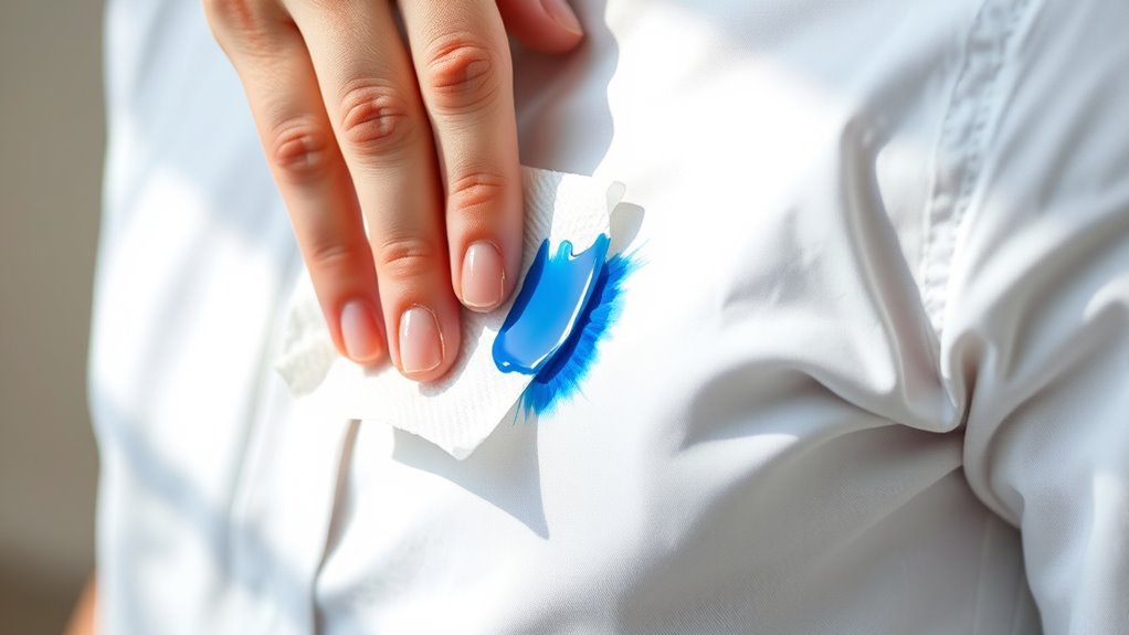 gentle blotting prevents spreading