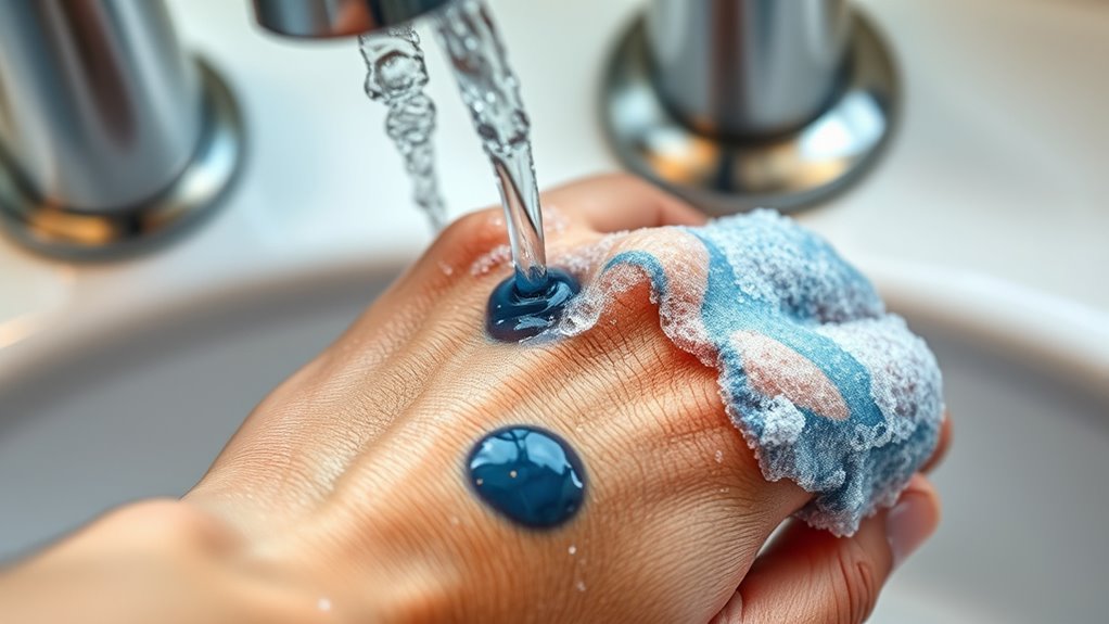 gentle soap warm water