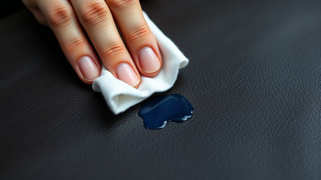 gently blot avoid rubbing