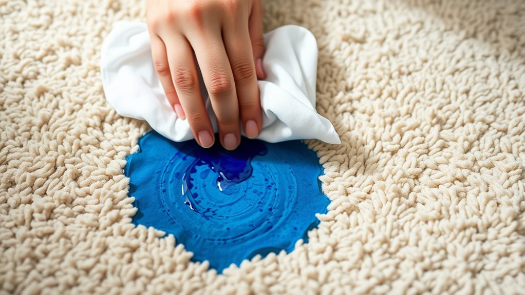 gently dab and replace cloth