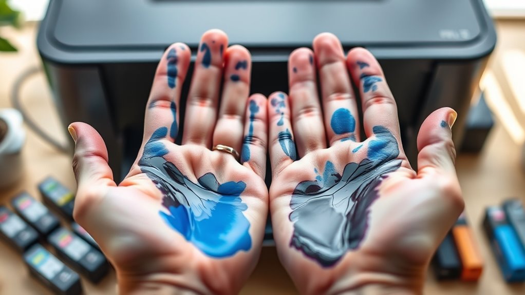 handling cartridges causes ink stains