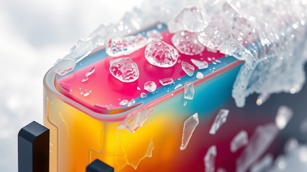 ink freezes and expands