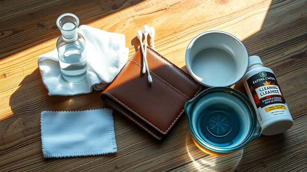 prepare gentle leather cleaning supplies