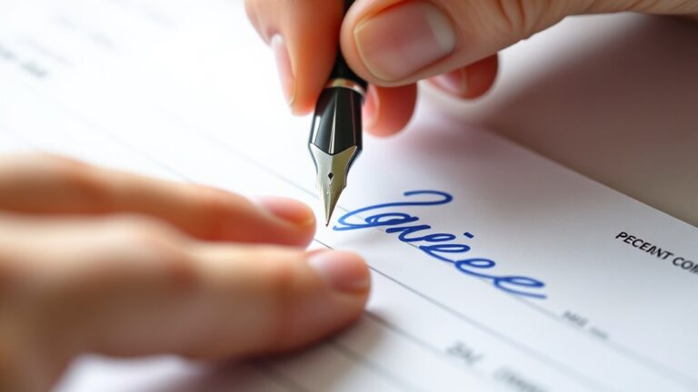 sign check in blue ink