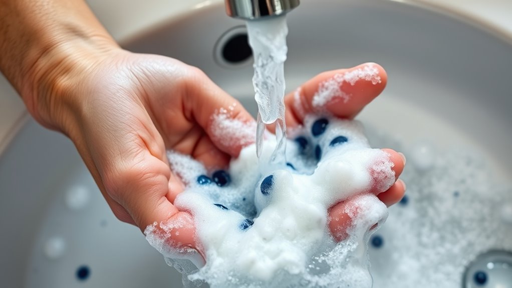 soap and warm water cleansing