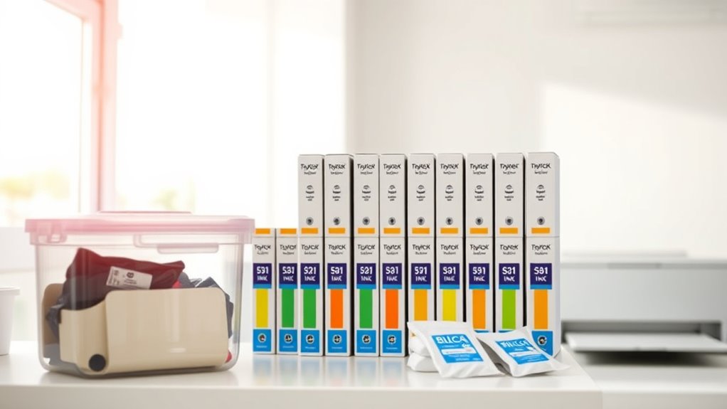store ink cartridges upright sealed