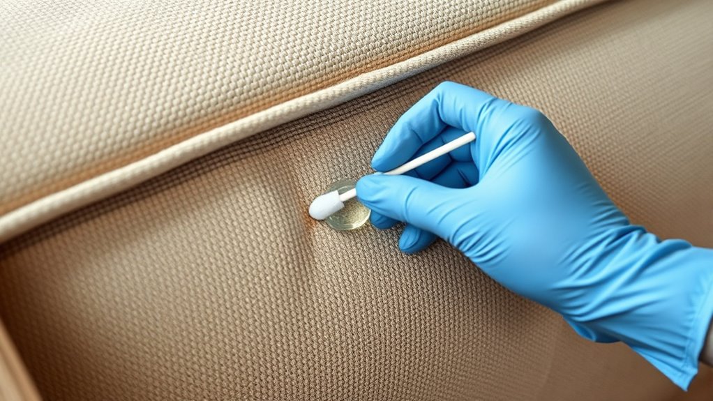 test cleaning solution on hidden area