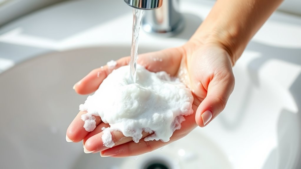 use warm water lather