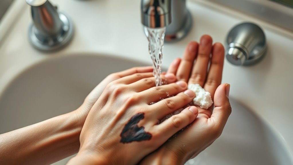 wash skin gently first
