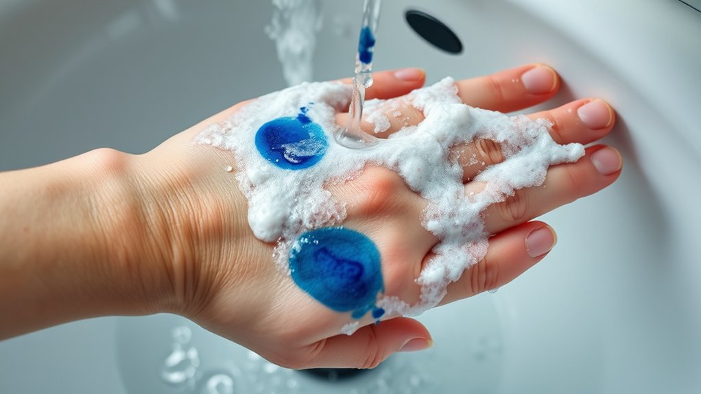 wash skin quickly with soap
