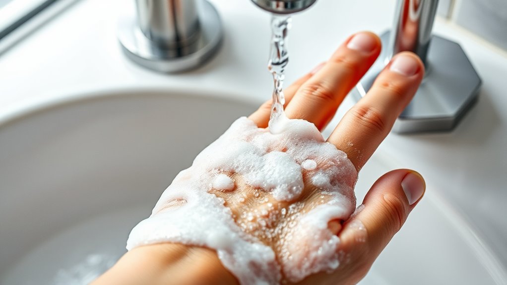 wash with soap and warm water